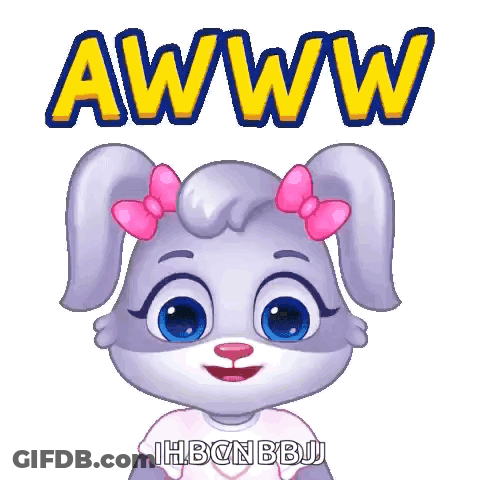 A Cartoon Rabbit With A Pink Bow On Her Ears Is Saying Awww GIF
