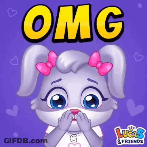 A Cartoon Rabbit With A Pink Bow On Her Head And The Word Omg Above Her GIF