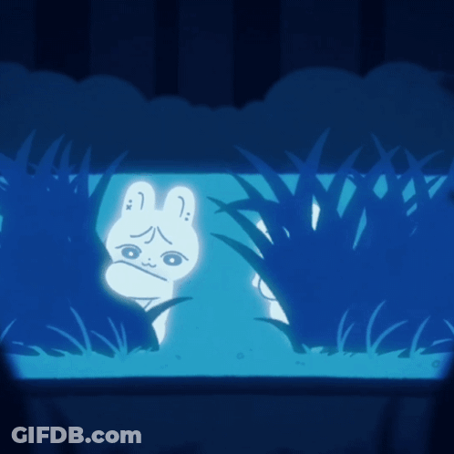 A Cartoon Rabbit With A Sad Look On His Face GIF
