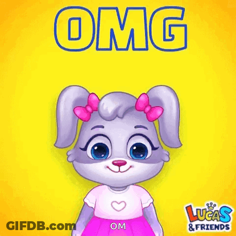 A Cartoon Rabbit With A Surprised Look On Her Face Is Wearing A Shirt That Says Omg On It GIF