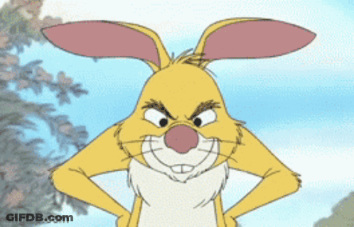 A Cartoon Rabbit With An Angry Expression On His Face GIF