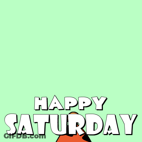 A Cartoon Raccoon Wearing A Party Hat With The Words Happy Saturday Below It GIF