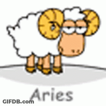 A Cartoon Ram With The Word Aries On The Bottom Right GIF
