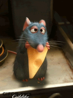 A Cartoon Rat With A Piece Of Cheese In Its Mouth GIF