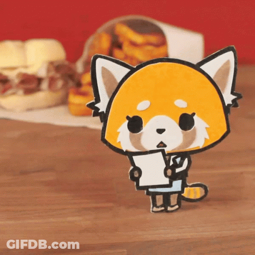 A Cartoon Red Panda Holding A Piece Of Paper GIF