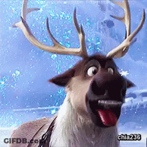 A Cartoon Reindeer Sticking Its Tongue Out With The Username Chia236 Below It GIF