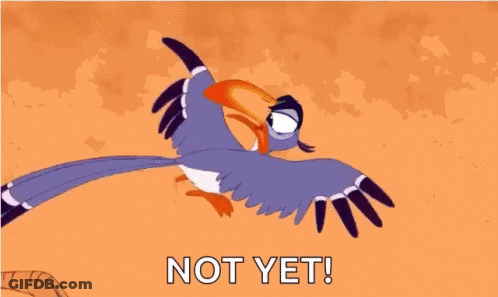 A Cartoon Rhino With A Bird On Its Back And The Words Not Yet Below It GIF