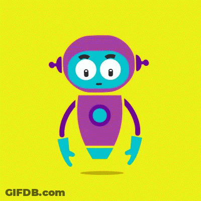 A Cartoon Robot Is Giving A Thumbs Up Sign On A Yellow Background GIF