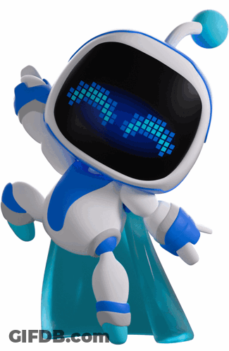 A Cartoon Robot With A Blue Screen That Says ' X ' GIF