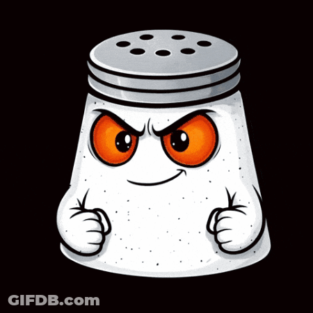 A Cartoon Salt Shaker Giving A Thumbs Up With The Words Good Job Written Below It GIF