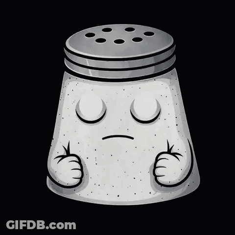 A Cartoon Salt Shaker With A Sad Face GIF