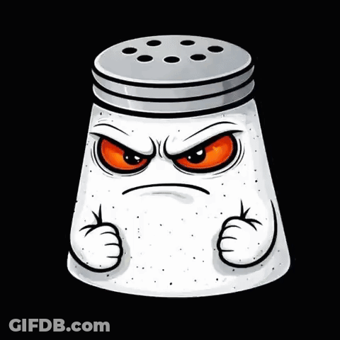 A Cartoon Salt Shaker With A Very Angry Face Is Giving A Thumbs Up GIF