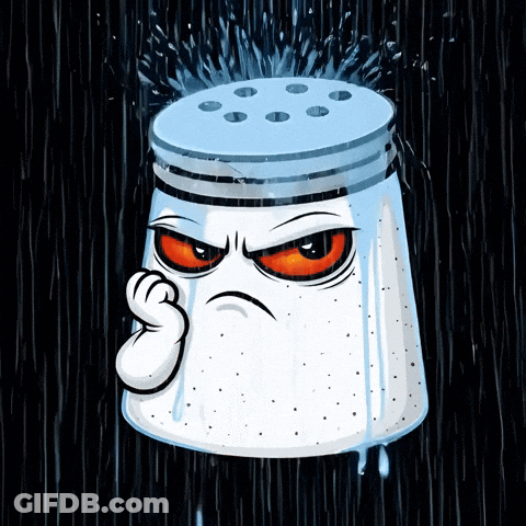 A Cartoon Salt Shaker With An Angry Face GIF