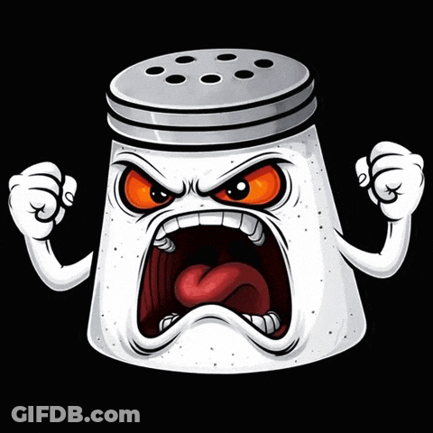 A Cartoon Salt Shaker With An Angry Face GIF