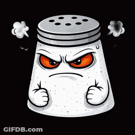 A Cartoon Salt Shaker With Smoke Coming Out Of It And The Number 1-800 Above It GIF