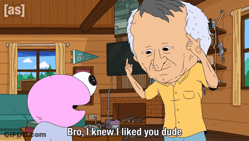 A Cartoon Says Bro I Knew I Liked You Dude On The Bottom GIF