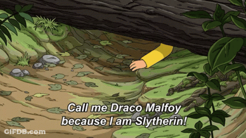 A Cartoon Says Call Me Draco Malfoy Because I Am Slytherin In The Bottom Right Corner GIF