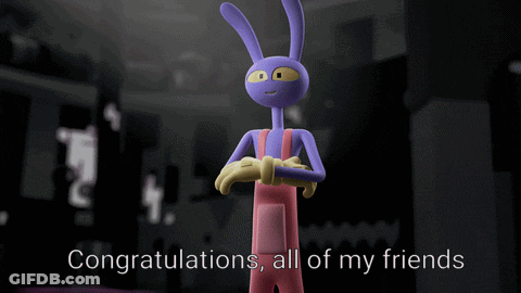 A Cartoon Says Congratulations To All Of Its Friends GIF