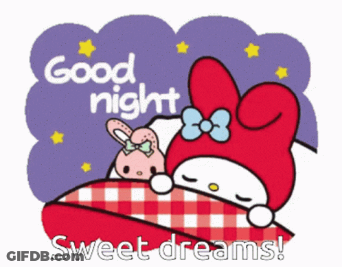 A Cartoon Says Good Night Sweet Dreams With A Sleeping Bunny GIF