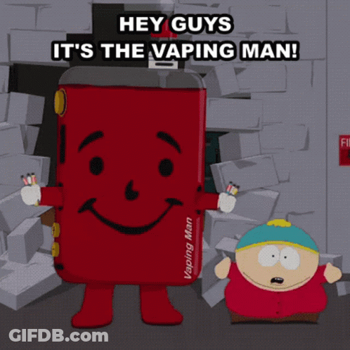 A Cartoon Says Hey Guys It 'S The Vape Man GIF