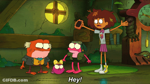 A Cartoon Says Hey Hey Hey Hey In The Corner GIF
