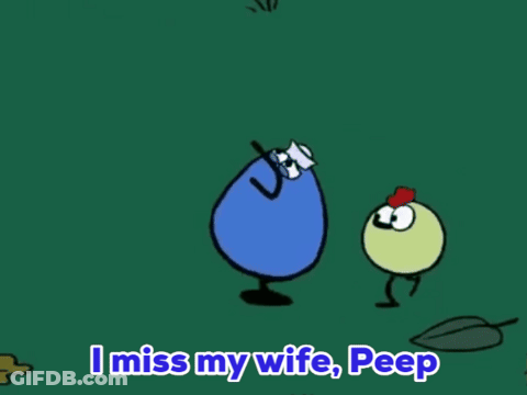 A Cartoon Says " I Miss My Wife Peep " In White GIF