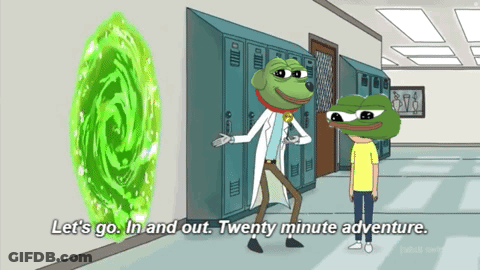 A Cartoon Says Let 'S Go In And Out And Twenty Minute Adventure GIF