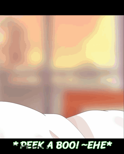 A Cartoon Says " Peek A Boo " In The Corner GIF