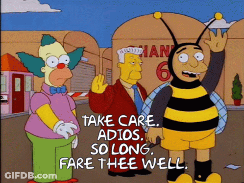 A Cartoon Says Take Care Adios So Long Fare Well GIF