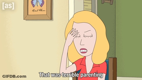 A Cartoon Says That Was Terrible Parenting In Front Of A Picture Of A Butterfly GIF