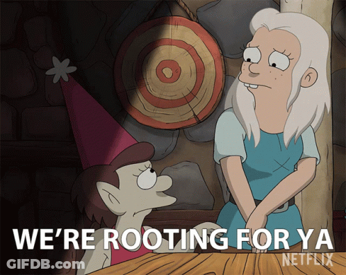 Cartoon Saying We'Re Rooting For Ya GIF