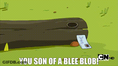 A Cartoon Says " You Son Of A Blee Blob " On The Screen GIF