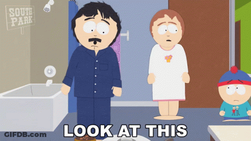 A Cartoon Scene From South Park With The Words Look At This GIF