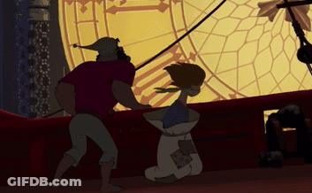 A Cartoon Scene With A Clock In The Background GIF
