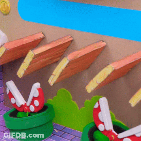 A Cartoon Scene With A Piranha Plant In A Green Pot . GIF