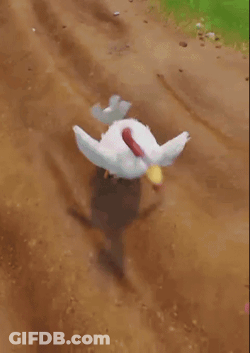A Cartoon Scene With A Red Barn And A Dog Walking Down A Dirt Road GIF