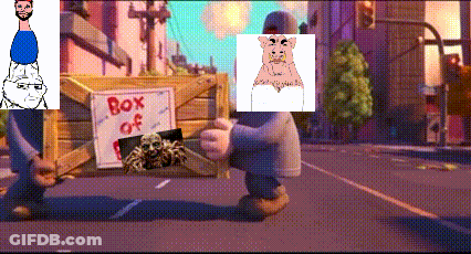 A Cartoon Scene With A Sign That Says Box Of On It GIF