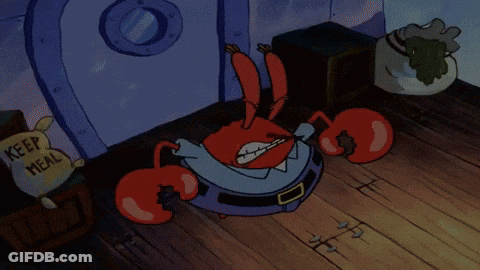 A Cartoon Scene With A Treasure Chest And A Sign That Says The Krusty Krab GIF