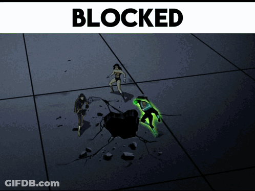 A Cartoon Scene With The Word Blocked At The Top GIF