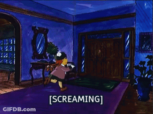 A Cartoon Scene With The Word Screaming At The Top GIF