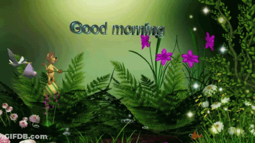 A Cartoon Scene With The Words " Good Morning " On The Bottom GIF