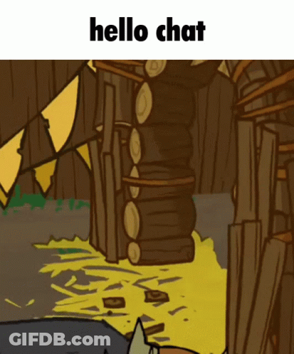 A Cartoon Scene With The Words Hello Chat On The Top GIF