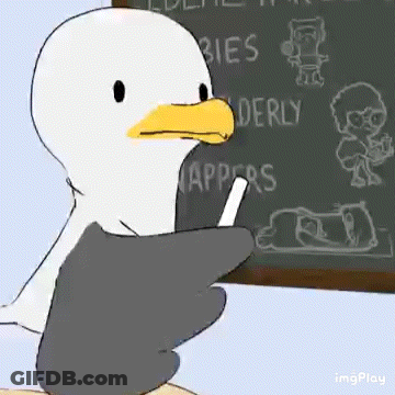 A Cartoon Seagull Is Writing On A Blackboard With A Chalk . GIF