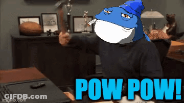 A Cartoon Shark Is Smoking A Cigarette And Saying Pow Pow ! GIF