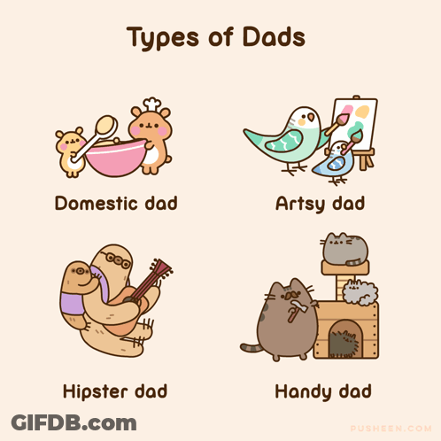 A Cartoon Showing Different Types Of Dads GIF