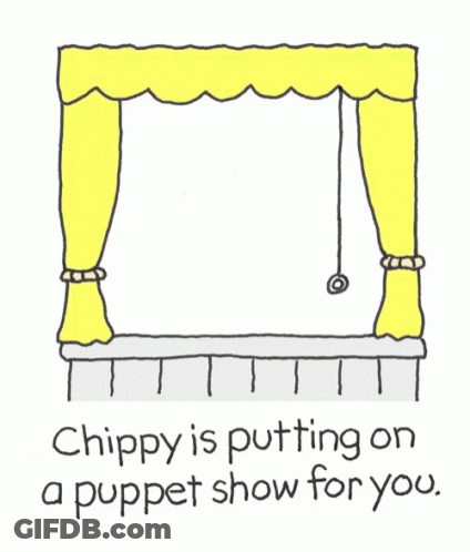 A Cartoon Shows A Dog Putting On A Puppet Show GIF