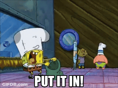 A Cartoon Shows Spongebob Saying Put It In GIF