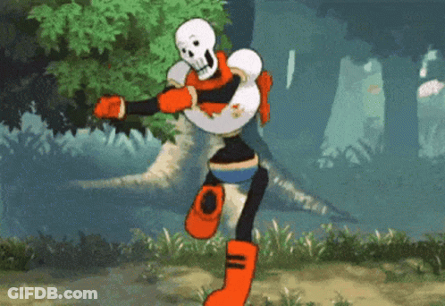 A Cartoon Skeleton Is Dancing In A Forest . GIF