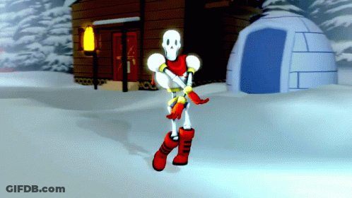 A Cartoon Skeleton Is Dancing In The Snow In Front Of A House GIF