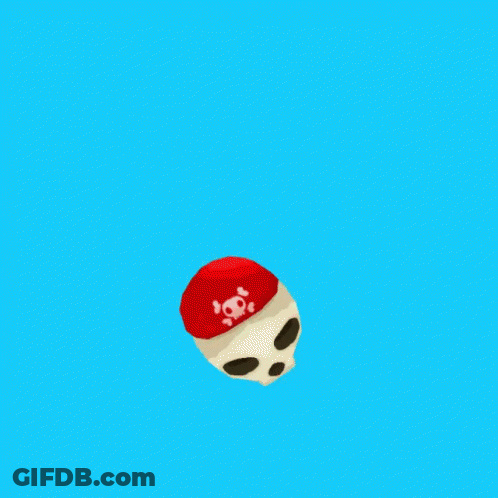 A Cartoon Skull Wearing A Red Pirate Hat GIF